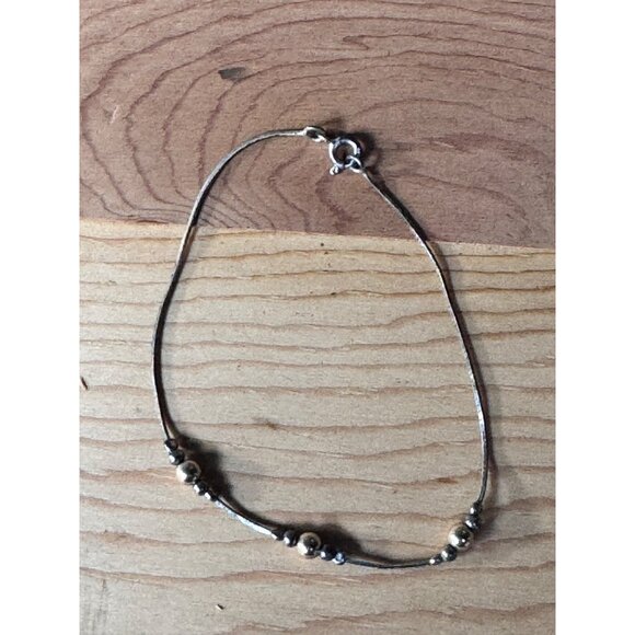 Sterling Silver Beaded Chain Bracelet With Lobster Clasp 1.42g - Picture 5 of 7